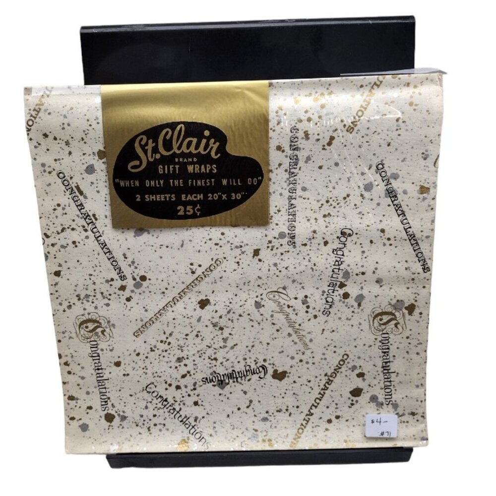 Vintage Gift Wrap - "Congratulations" Embossed Wrapping Paper - Multiples